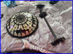 Tiffany Style Resin Stained Glass Hanging Lamp With Hardware To Hang EUC