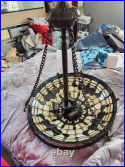 Tiffany Style Resin Stained Glass Hanging Lamp With Hardware To Hang EUC