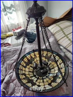 Tiffany Style Resin Stained Glass Hanging Lamp With Hardware To Hang EUC
