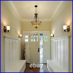 Tiffany Style Stained Glass Ceiling Pendant Light Fixture Vintage Hanging Lamp