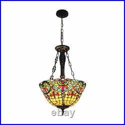 Tiffany Style Stained Glass Ceiling Pendant Light Fixture Vintage Hanging Lamp