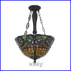 Tiffany Style Stained Glass Ceiling Pendant Light Fixture Vintage Hanging Lamp