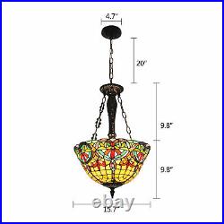 Tiffany Style Stained Glass Ceiling Pendant Light Fixture Vintage Hanging Lamp
