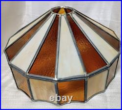 Tiffany Style Stained Glass Lamp Shade Slag Glass Amber/Cream Hanging Swag 16x9