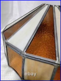 Tiffany Style Stained Glass Lamp Shade Slag Glass Amber/Cream Hanging Swag 16x9