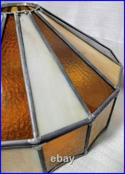 Tiffany Style Stained Glass Lamp Shade Slag Glass Amber/Cream Hanging Swag 16x9