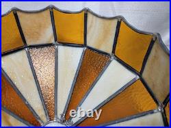 Tiffany Style Stained Glass Lamp Shade Slag Glass Amber/Cream Hanging Swag 16x9