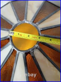 Tiffany Style Stained Glass Lamp Shade Slag Glass Amber/Cream Hanging Swag 16x9