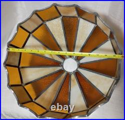 Tiffany Style Stained Glass Lamp Shade Slag Glass Amber/Cream Hanging Swag 16x9