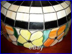 Tiffany Style Stained Glass Pendant Hanging/Light Fixture Or LAMP SHADE Vintage