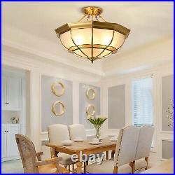 Tiffany Style Vintage 6 Light Gold Stained Glass Hanging Ceiling Pendant Lamp