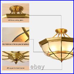 Tiffany Style Vintage 6 Light Gold Stained Glass Hanging Ceiling Pendant Lamp US