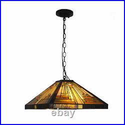 Tiffany Style Vintage Stained Glass Pendant Light Fixture Hanging Lamp 4 Light