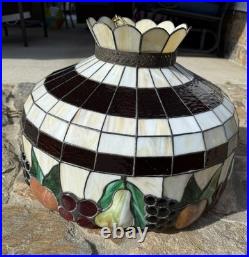 Tiffany Style Vintage Swag Lamp With fruit Motif. Excellent Working Condition