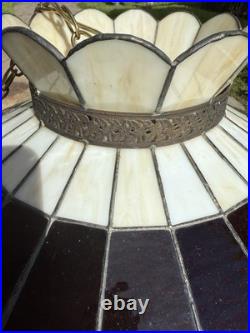 Tiffany Style Vintage Swag Lamp With fruit Motif. Excellent Working Condition