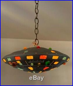 UFO Lamp Hanging Handmade Vintage One Of A Kind Aliens Decor