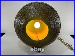 Unique Vintage Boho Swag Glazed Ceramic Hanging Lamp 1970's