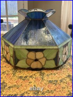 Up for Sale is a Vintage Swag Light Fixture In Blue, Green And Yellow. Works