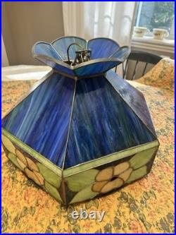 Up for Sale is a Vintage Swag Light Fixture In Blue, Green And Yellow. Works