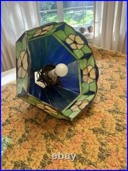 Up for Sale is a Vintage Swag Light Fixture In Blue, Green And Yellow. Works