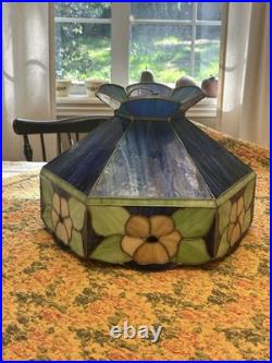 Up for Sale is a Vintage Swag Light Fixture In Blue, Green And Yellow. Works