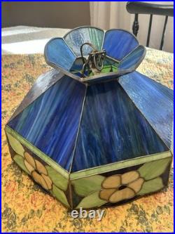 Up for Sale is a Vintage Swag Light Fixture In Blue, Green And Yellow. Works
