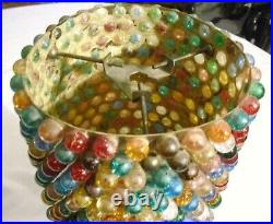 VINTAGE 1950's HANGING SWAG LAMP with COLORED CRACKLED GLASS MARBLES for repair