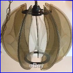 VINTAGE 60's Mid Century MODERN Hanging SMOKE LUCITE Nylon STRING ART Swag Lamp