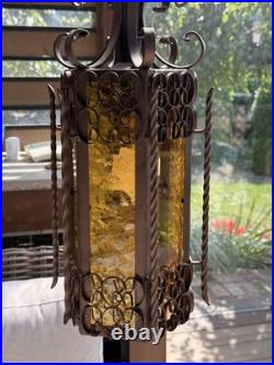 VINTAGE GOTHIC SPANISH REVIVAL WROUGHT IRON Hanging Lamp