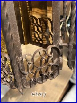 VINTAGE GOTHIC SPANISH REVIVAL WROUGHT IRON Hanging Lamp