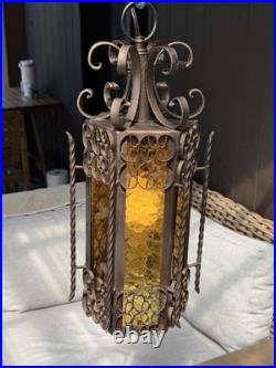 VINTAGE GOTHIC SPANISH REVIVAL WROUGHT IRON Hanging Lamp