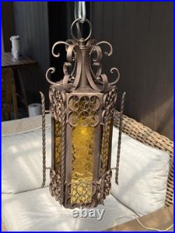 VINTAGE GOTHIC SPANISH REVIVAL WROUGHT IRON Hanging Lamp