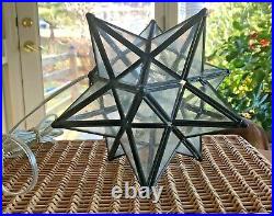 VINTAGE MORAVIAN STAR Hanging Lamp Glass Metal Frame Ceiling Pendant