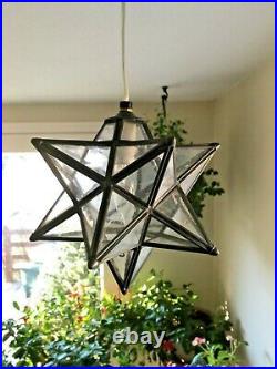 VINTAGE MORAVIAN STAR Hanging Lamp Glass Metal Frame Ceiling Pendant