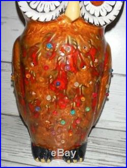 VINTAGE RETRO MID CENTURY 15 CERAMIC OWL LUCITE Pegs HANGING SWAG LAMP LIGHT