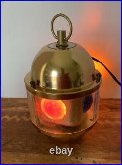 VINTAGE SWAG SWISS BEACON Rose golden ROTATING COLOR HANGING LAMP/LIGHT