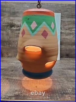 VINTAGE South American MEXICAN Pottery CLAY TERRA COTTA HANGING LAMP HAND MADE
