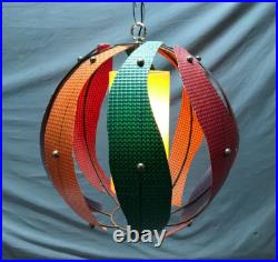 VTG 17 MCM Pendent Hanging Light Fixture Fiberglass Steel Old Funky 1585-24B