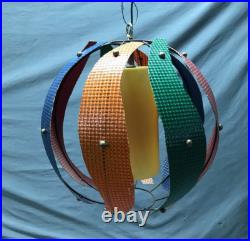 VTG 17 MCM Pendent Hanging Light Fixture Fiberglass Steel Old Funky 1585-24B