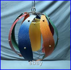 VTG 17 MCM Pendent Hanging Light Fixture Fiberglass Steel Old Funky 1585-24B