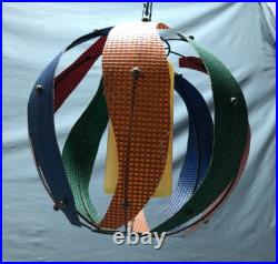 VTG 17 MCM Pendent Hanging Light Fixture Fiberglass Steel Old Funky 1585-24B