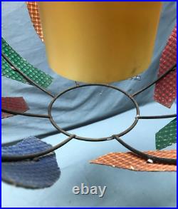 VTG 17 MCM Pendent Hanging Light Fixture Fiberglass Steel Old Funky 1585-24B