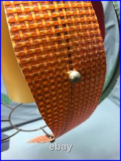 VTG 17 MCM Pendent Hanging Light Fixture Fiberglass Steel Old Funky 1585-24B