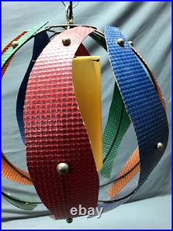 VTG 17 MCM Pendent Hanging Light Fixture Fiberglass Steel Old Funky 1585-24B