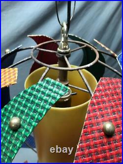 VTG 17 MCM Pendent Hanging Light Fixture Fiberglass Steel Old Funky 1585-24B