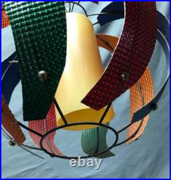 VTG 17 MCM Pendent Hanging Light Fixture Fiberglass Steel Old Funky 1585-24B