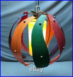 VTG 17 MCM Pendent Hanging Light Fixture Fiberglass Steel Old Funky 1585-24B