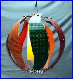 VTG 17 MCM Pendent Hanging Light Fixture Fiberglass Steel Old Funky 1585-24B