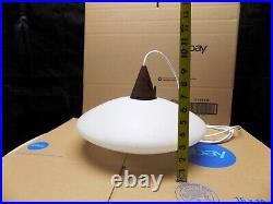 VTG 1960's 14 Frosted Glass Flying Saucer UFO Pendant Lamp Louis Kalff Style