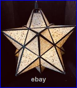 VTG 1960s Moravian Star Moroccan Swag Lamp Light Pendant Crush Shell Glass MCM